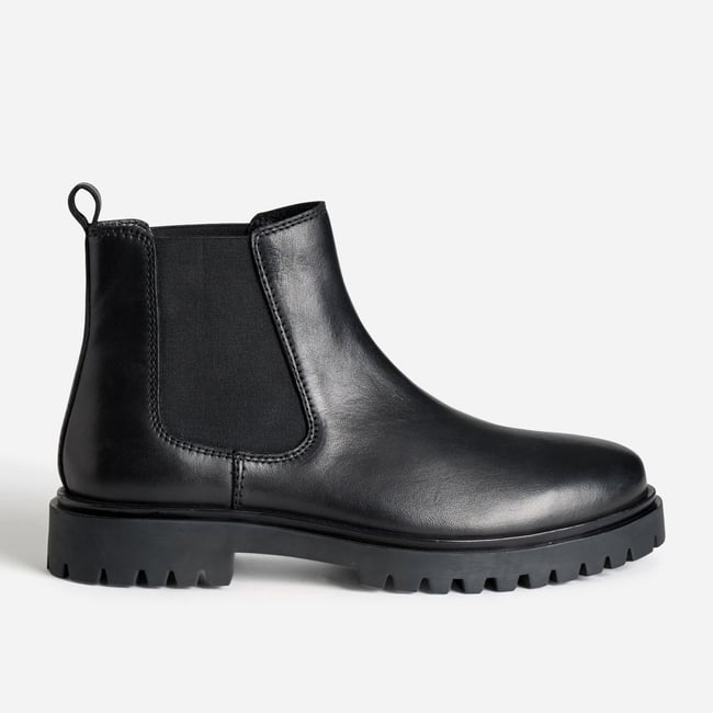 Boots en cuir BRIAC noir <span itemprop=