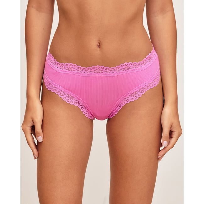 Culotte cheeky en coton avec dentelle STELLARIZ rose <span itemprop=