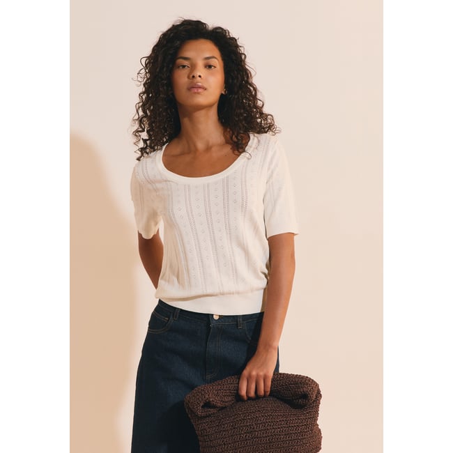 T-shirt manches courtes effet pointelle PIERRETTE - ETAM