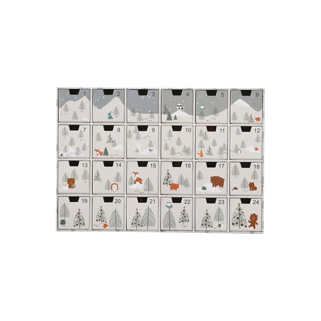 Calendrier de l'Avent avec jouets en bois FSC® animaux de la forêt <span itemprop=