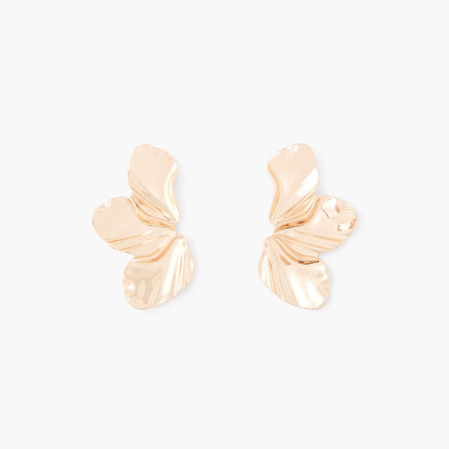 Boucles d'oreilles demi fleur dorées v019843 <span itemprop=