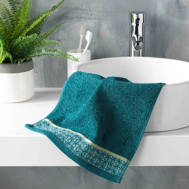 Serviette de toilette 70 x 130 cm Art-Chic Beline gris bleu <span itemprop=