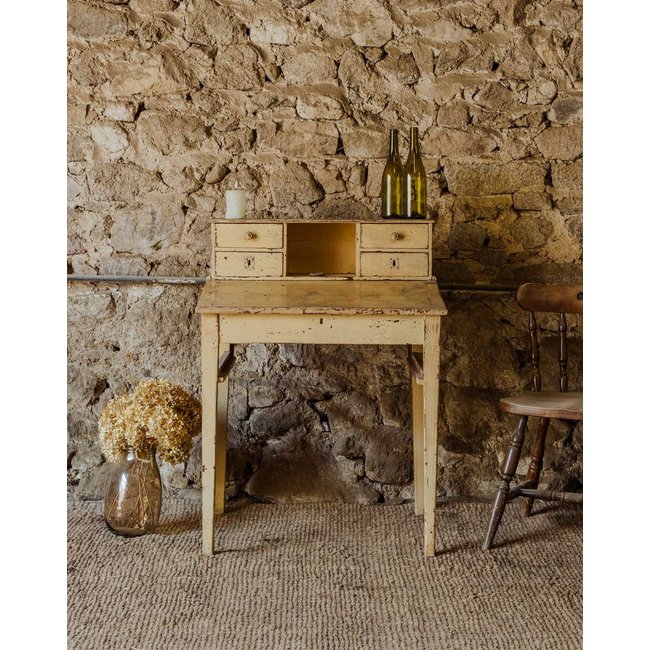 Secrétaire en bois jaune Edouard N°709 - Bon état Couleur jaune <span itemprop=