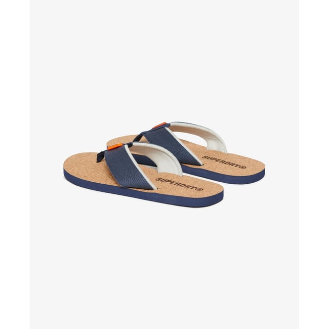 Tongs Graphiques en Liège bleu marine lauren <span itemprop=