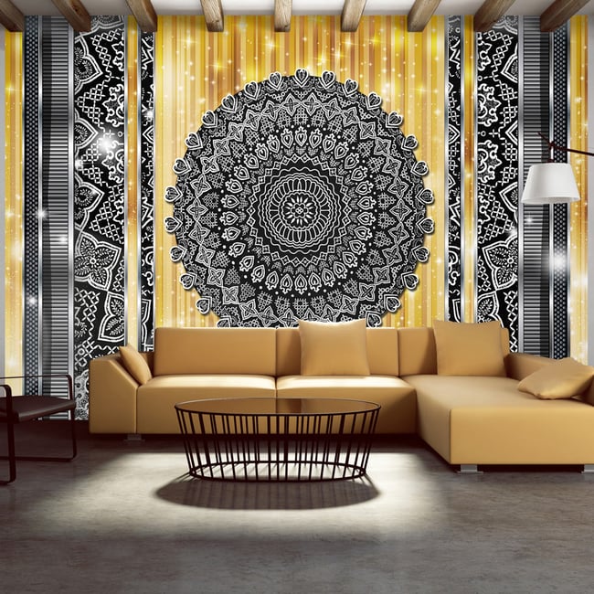 Papier peint intissé panoramique Abstractions Incorporeal circle Couleur blanc <span itemprop=