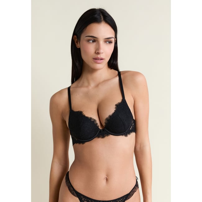 Soutien-gorge N.2 - Le push-up en dentelle INFINI noir <span itemprop=