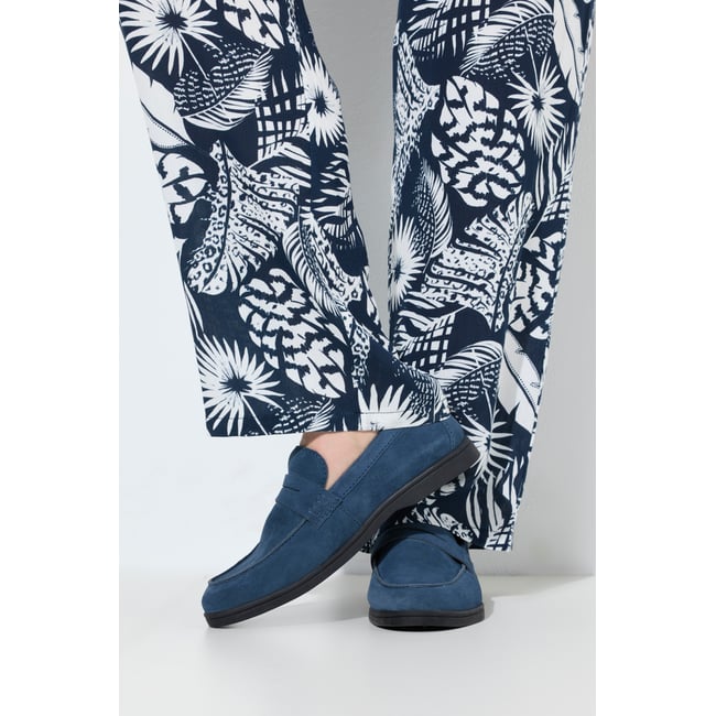 Mocassins en cuir, talon bottier – largeur H , pied large marine <span itemprop=