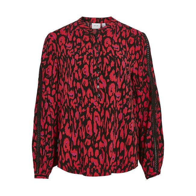Gemusterte Bluse, weich fallend rot/schwarz <span itemprop=