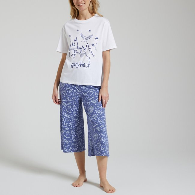 Pijama com calças 3/4, Harry Potter branco/azul <span itemprop=