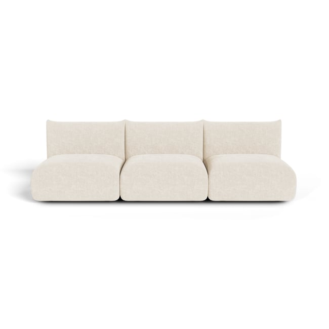 Canapé modulable 5 places en velours chenillé NOOMA Couleur crème <span itemprop=