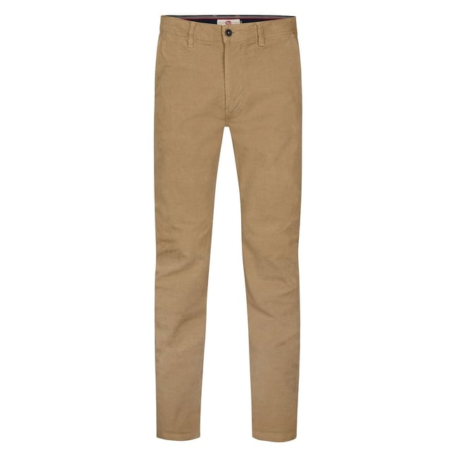 Pantalon chino en velours camel <span itemprop=