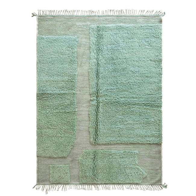 Tapis berbère graphique tissage en relief en laine 207 x 289 cm Couleur bleu naturel <span itemprop=
