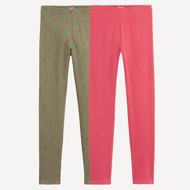 Lot de 2 leggings rose + imprimé kaki <span itemprop=