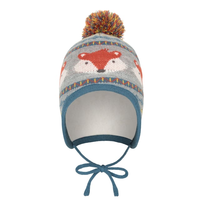 Bonnet cache-oreilles gris / bleu / orange <span itemprop=