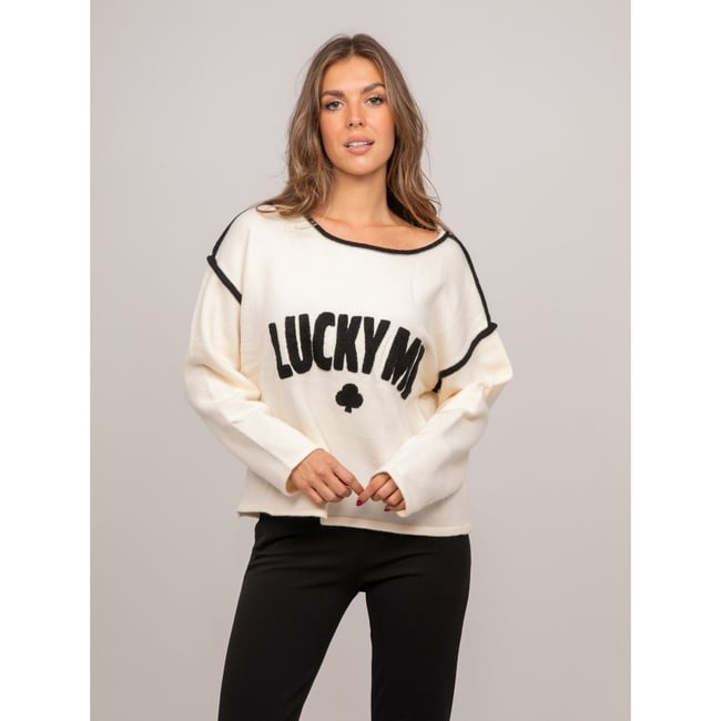 Pull Oversize Message Brodé 