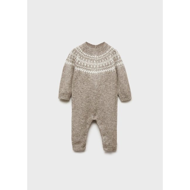 Combinaison maille jacquard marron moyen <span itemprop=