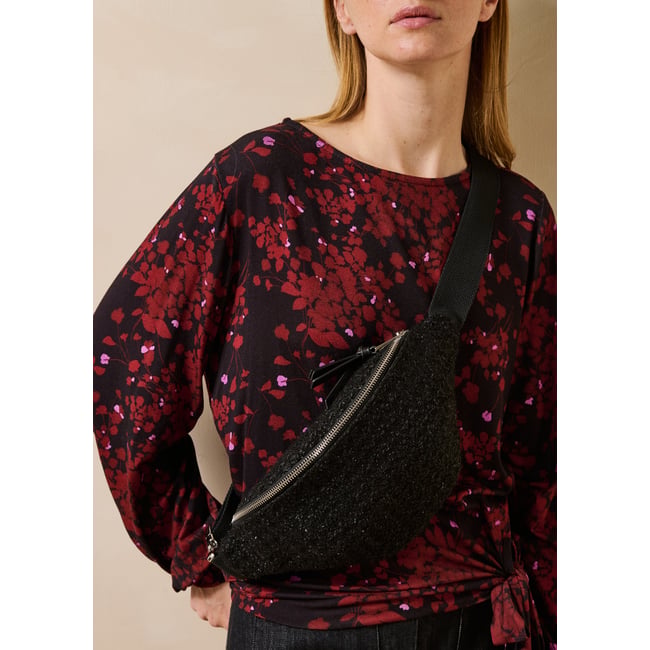 Sac cabas effet tweed noir <span itemprop=