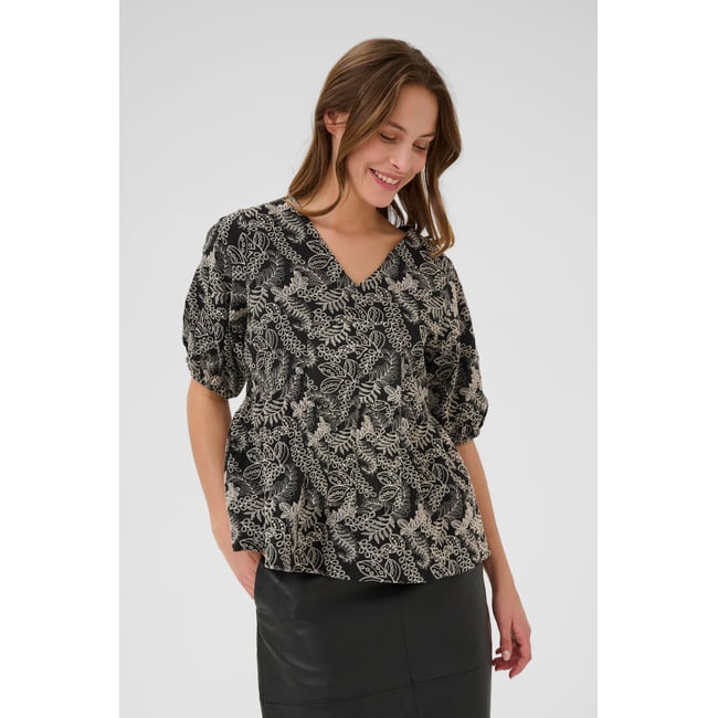 Blouse à manches courtes noir/beige whitecap <span itemprop=