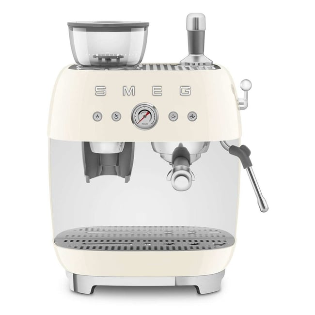 Retro Espresso Coffee Machine with Built in Grinder - EGF03, cream, SMEG