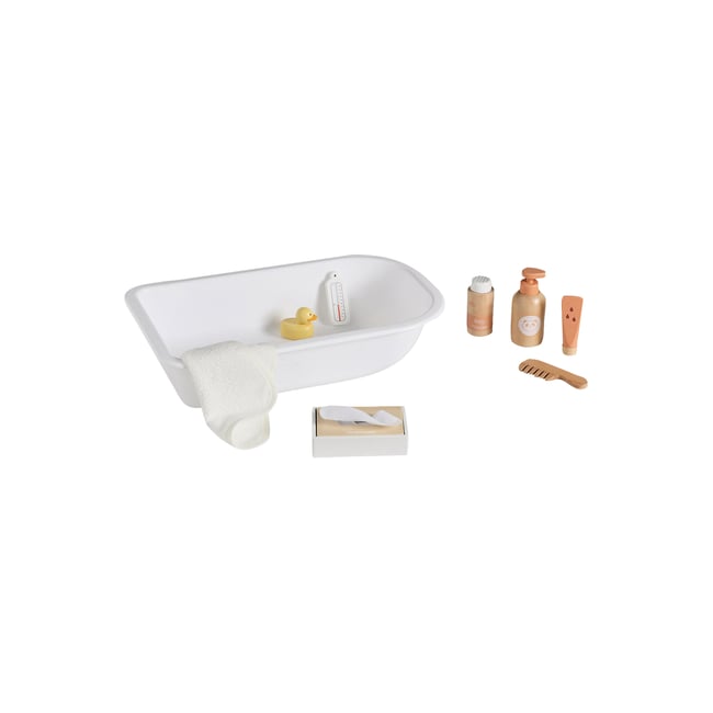 Set d'accessoires bain poupon en bois FSC® blanc <span itemprop=