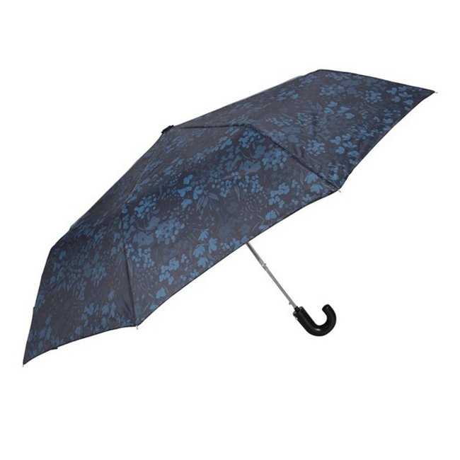 Parapluie pliant motif/style floral bleu marine <span itemprop=