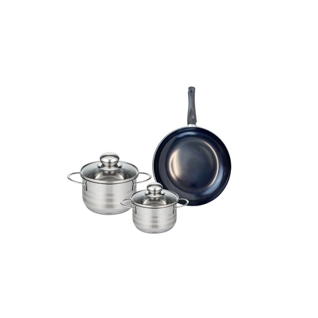 Batterie 1 poêle 20cm + 2 faitouts 12/14cm PRIMA BRILLANT noir <span itemprop=