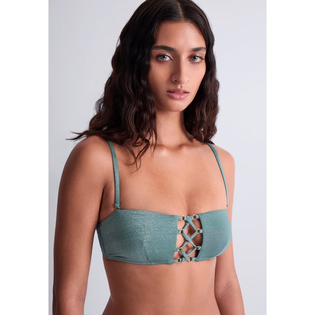 Haut de maillot de bain Bandeau souple Summer Glow bleu <span itemprop=