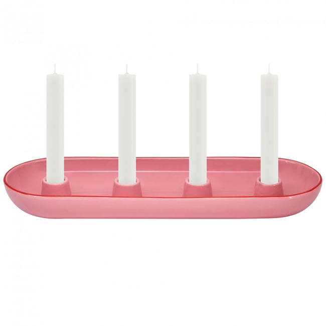 Bougeoir en céramique Lucia Couleur rose <span itemprop=