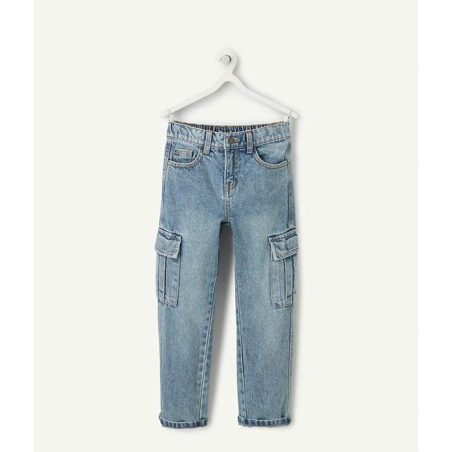 Vaquero recto bolsillos cargo azul denim <span itemprop=