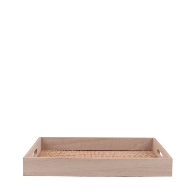 Plateau rectangulaire en rotin 30x40cm Couleur naturel <span itemprop=