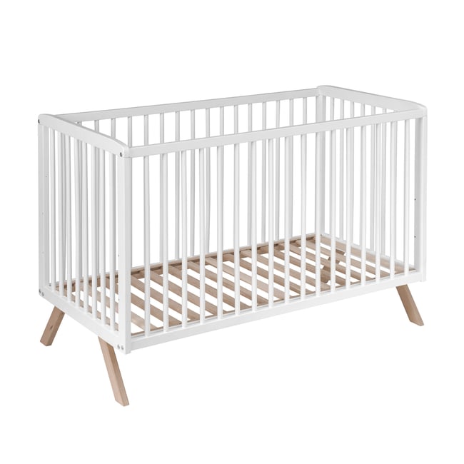 Lit en bois avec sommier réglable blanc <span itemprop=