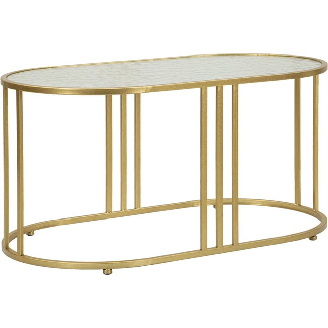 Table basse ovale en verre et fer GLAM Couleur doré <span itemprop=