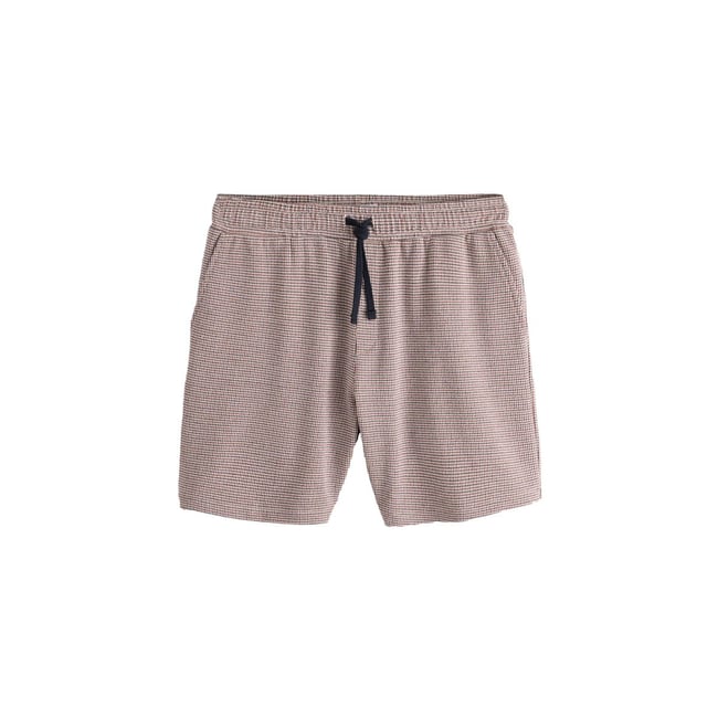 Short en jersey à carreaux pied-de-poule rouge <span itemprop=