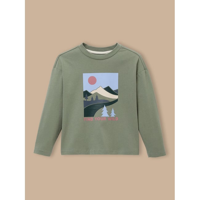 T-shirt imprimé oversize vert lichen <span itemprop=