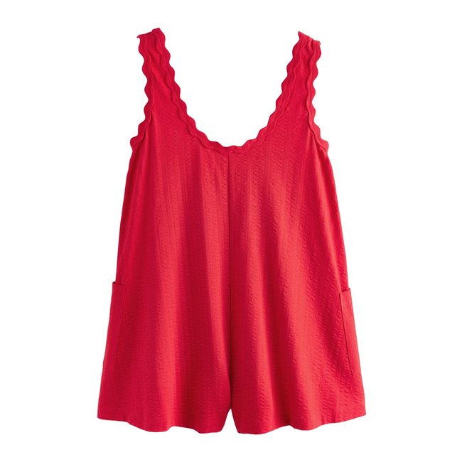 Combi-short en jersey à brodure croquet rouge <span itemprop=
