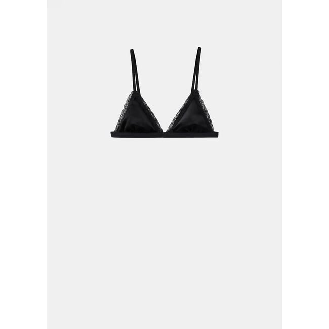 Soutien-gorge satiné dentelle noir <span itemprop=