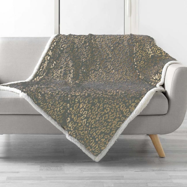 Plaid sherpa Safari gris <span itemprop=