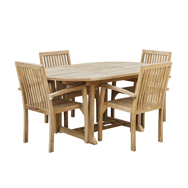 Salon de jardin en teck massif extensible 4/6 places  MIDLAND naturel <span itemprop=