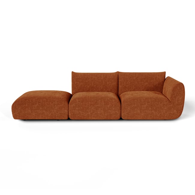 Canapé modulable 5 places en velours chenillé NOOMA Couleur terracotta <span itemprop=