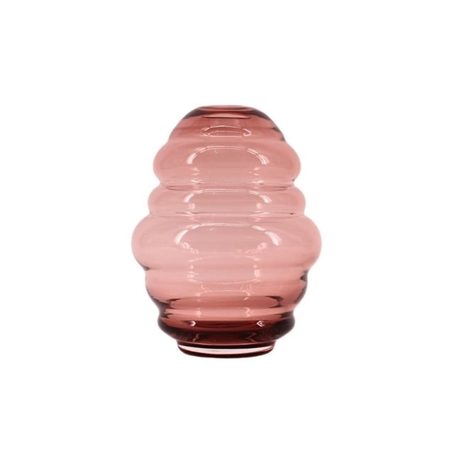 Vase anneaux en verre fait main, H21cm Couleur rose <span itemprop=