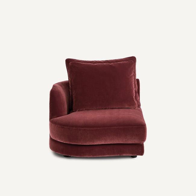Demi-canapé gauche, arrondi, modulable en velours, TIBERIO - AM.PM