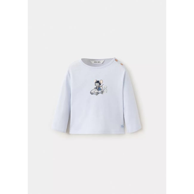 T-shirt en coton imprimé bleu <span itemprop=