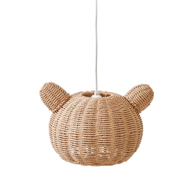 Abat-jour à suspendre ourson en corde naturelle Couleur marron <span itemprop=
