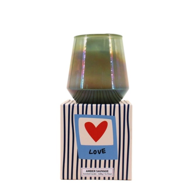Bougie parfumée verre lustré 480g avec boite cadeau Couleur bleu <span itemprop=