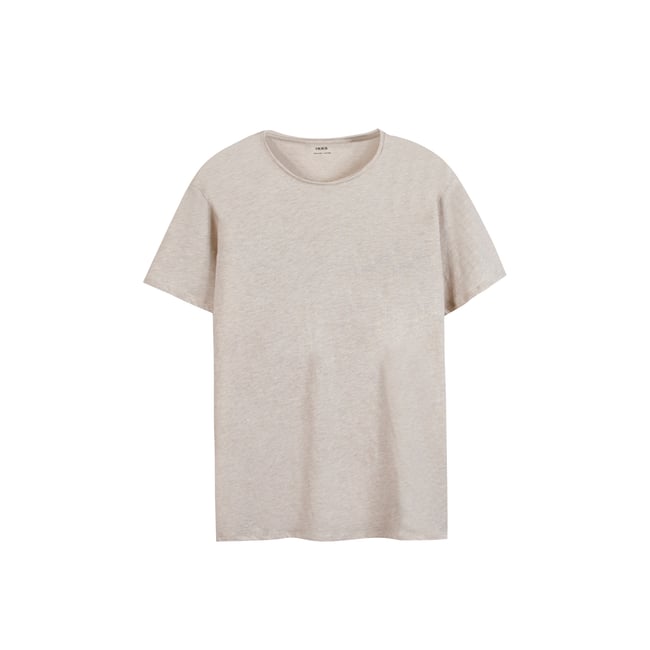 Tee-shirt col rond chiné L'Essentiel beige <span itemprop=