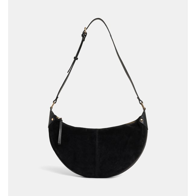 Sac à main demi lune rosanne en cuir et suède - GALERIES LAFAYETTE
