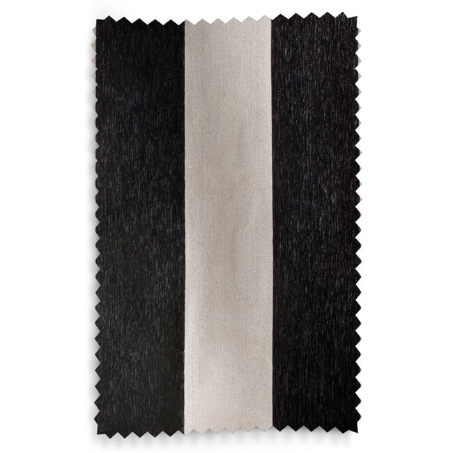 Rideaux à œillets rayés en fil chenille noir/naturel <span itemprop=