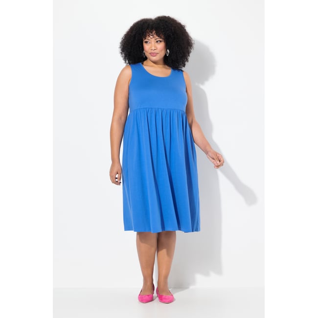 Robe en jersey, sans manches. Décolleté rond bleu paon <span itemprop=