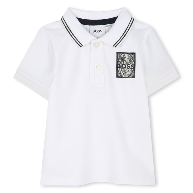 Polo à manches courtes blanc <span itemprop=