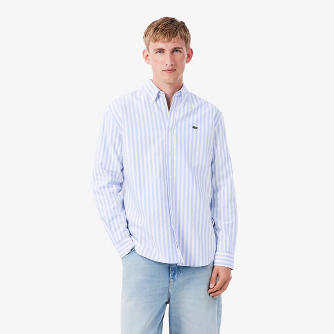Chemise Oxford rayée regular fit bleu-e7b <span itemprop=